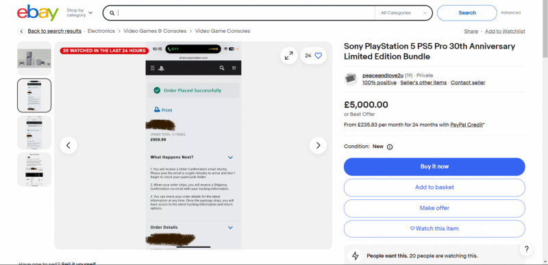 Перекупщики в Великобритании продают предзаказы на юбилейную PlayStation 5 Pro за £10 000