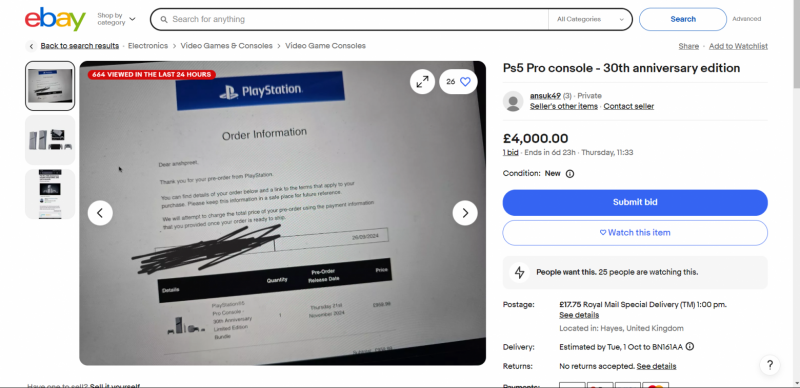 Перекупщики в Великобритании продают предзаказы на юбилейную PlayStation 5 Pro за £10 000