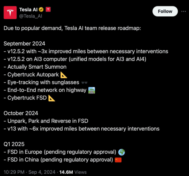 Tesla открыла доступ к автопилоту Full Self-Driving части клиентов на Cybertruck