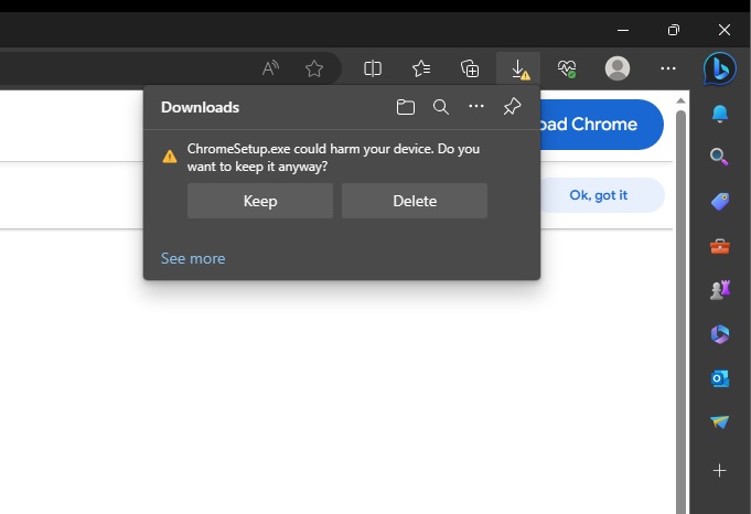 Bing в Microsoft Edge начал скрывать ссылку на загрузку Google Chrome в Windows 11